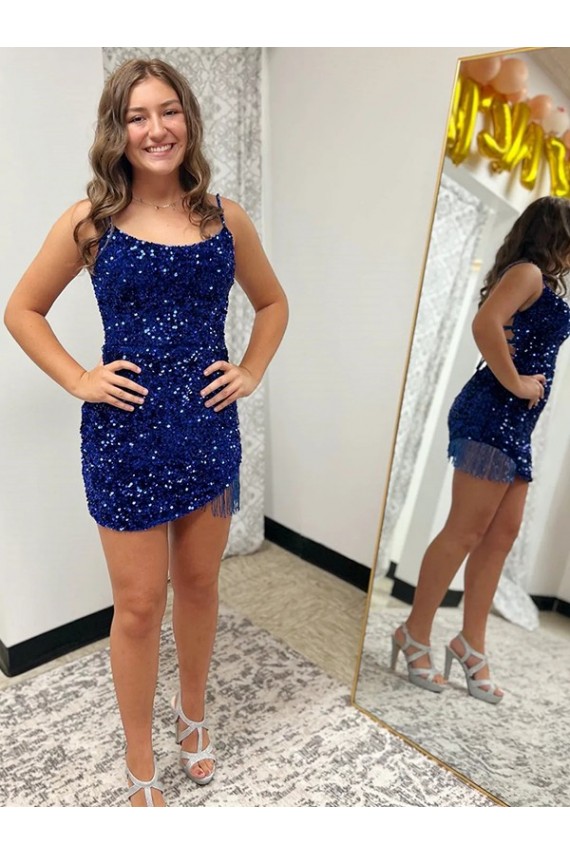 Sleeveless Royal Blue Sheath Spaghetti Straps Prom Dress Maidstone