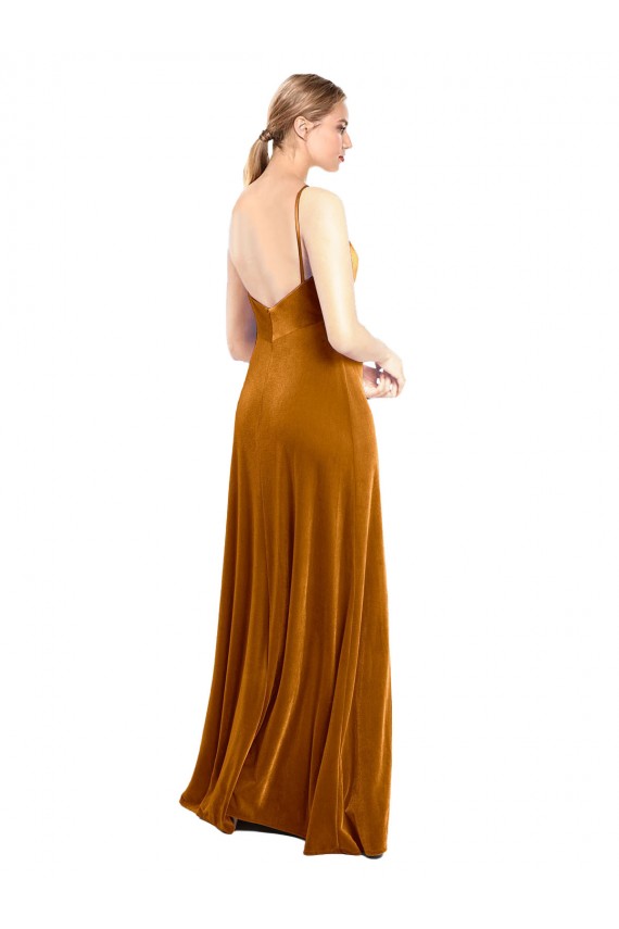 Sleeveless Gold A-Line Spaghetti Straps Prom Dress / Bridesmaid Dress Maidstone