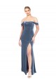 Sleeveless Dusty Blue A-Line Off the Shoulder Prom Dress / Bridesmaid Dress Maidstone
