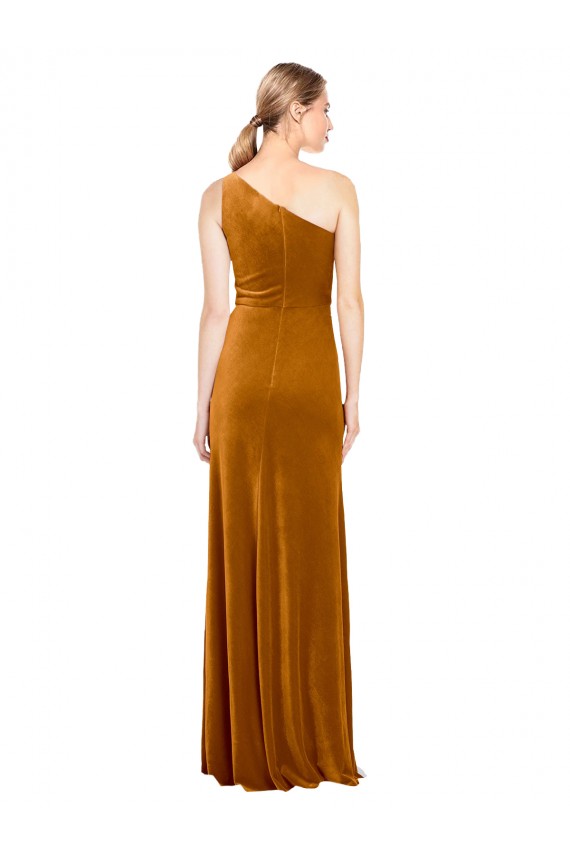 Sleeveless Gold A-Line One Shoulder Formal Evening Gown / Prom Dress / Bridesmaid Dress Maidstone