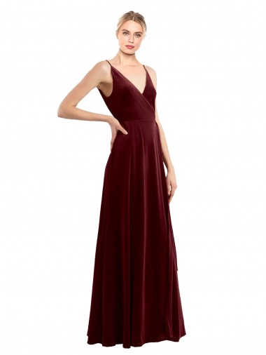 Sleeveless Burgundy V-Back A-Line V-Neck Bridesmaid Dress / Evening Dress Maidstone