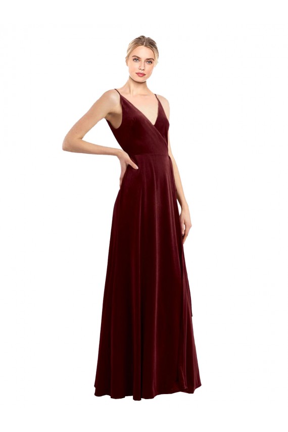 Sleeveless Burgundy V-Back A-Line V-Neck Bridesmaid Dress / Evening Dress Maidstone