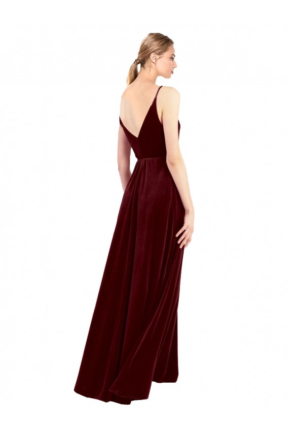 Sleeveless Burgundy V-Back A-Line V-Neck Bridesmaid Dress / Evening Dress Maidstone
