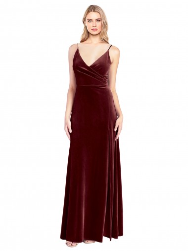 Sleeveless Burgundy V-Back A-Line V-Neck Black Tie Prom Dress / Bridesmaid Dress Maidstone
