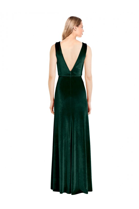 Sleeveless Dark Green V-Back A-Line V-Neck Bridesmaid Dress / Formal Dress Maidstone