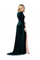 Long Sleeves Dark Green A-Line V-Neck Black Tie Evening Gown / Prom Dress / Bridesmaid Dress Maidstone