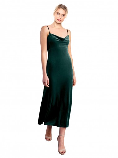 Sleeveless Dark Green Low Back A-Line Spaghetti Straps Prom Dress / Bridesmaid Dress Maidstone