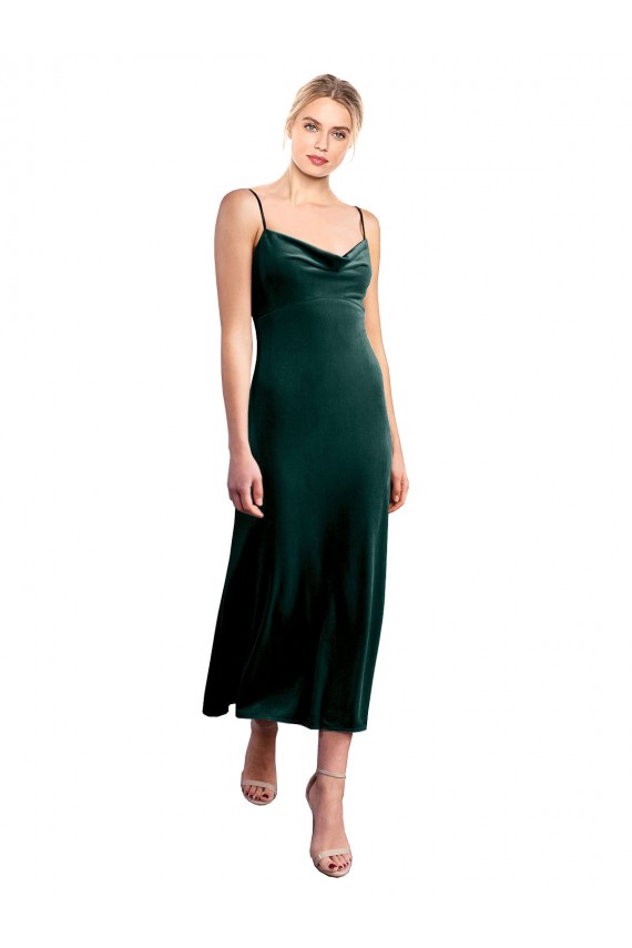Sleeveless Dark Green Low Back A-Line Spaghetti Straps Prom Dress / Bridesmaid Dress Maidstone