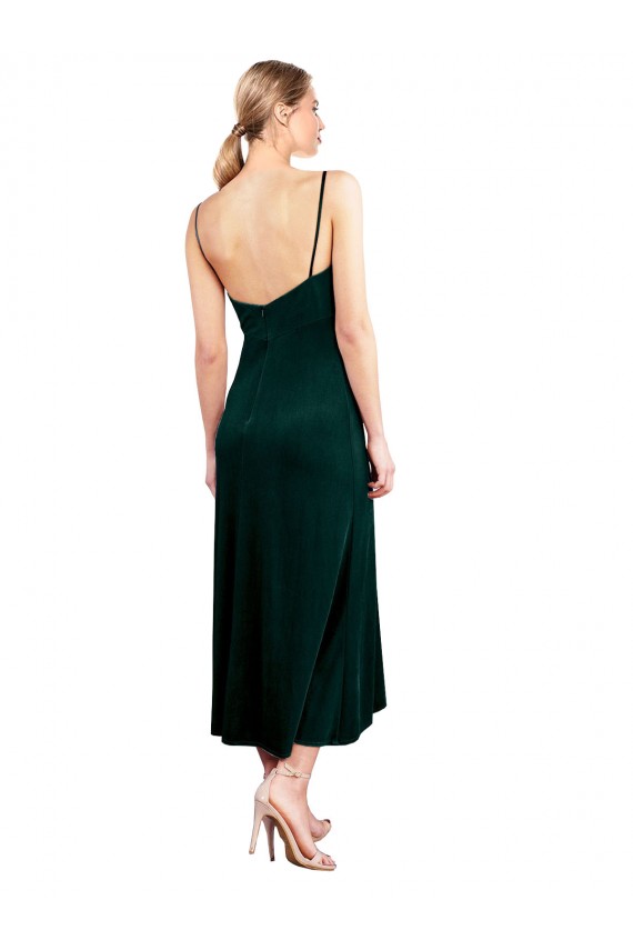 Sleeveless Dark Green Low Back A-Line Spaghetti Straps Prom Dress / Bridesmaid Dress Maidstone