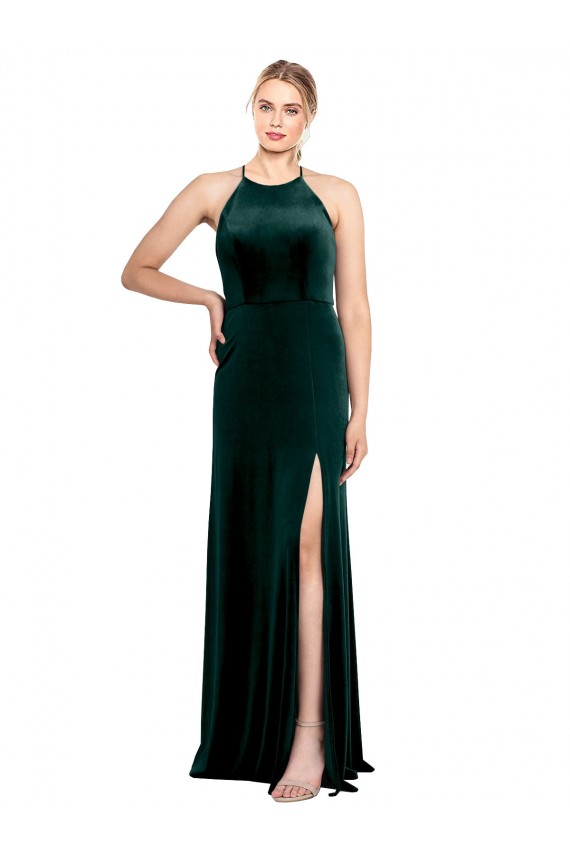 Sleeveless Dark Green Keyhole Back A-Line Spaghetti Straps Prom Dress / Bridesmaid Dress Maidstone