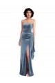 Sleeveless Dusty Blue Low Back Sheath Strapless Formal Evening Gown / Prom Dress / Bridesmaid Dress Maidstone