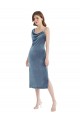 Sleeveless Dusty Blue Sheath One Shoulder Semi Formal Evening Dress / Prom Dress / Bridesmaid Dress Maidstone