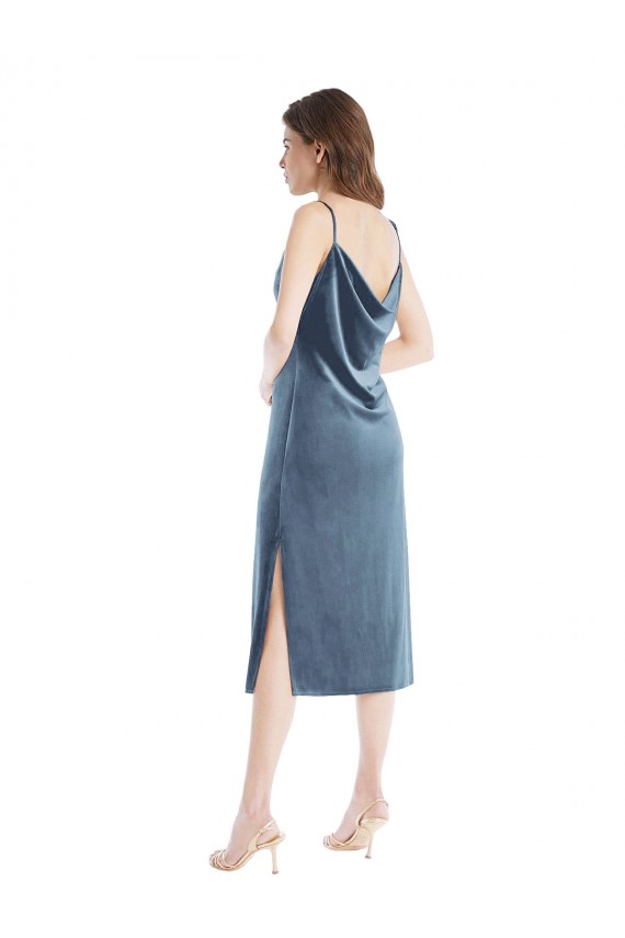 Sleeveless Dusty Blue Sheath One Shoulder Semi Formal Evening Dress / Prom Dress / Bridesmaid Dress Maidstone