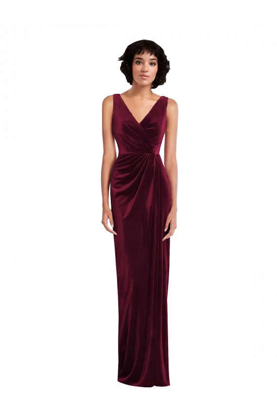 Sleeveless Burgundy Sheath V-Neck Semi Formal Evening Dress / Prom Dress / Bridesmaid Dress Maidstone