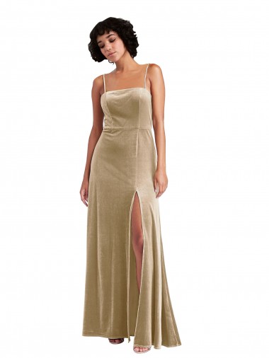 Sleeveless Champagne Low Back A-Line Square Neck Formal Evening Gown / Prom Dress / Bridesmaid Dress Maidstone
