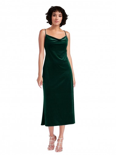 Sleeveless Dark Green Criss Cross Open Back Sheath Cowl Neck Black Tie Evening Gown / Prom Dress / Bridesmaid Dress Maidstone