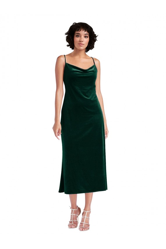 Sleeveless Dark Green Criss Cross Open Back Sheath Cowl Neck Black Tie Evening Gown / Prom Dress / Bridesmaid Dress Maidstone
