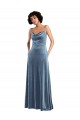 Sleeveless Dusty Blue Criss Cross Open Back Sheath Cowl Neck Semi Formal Evening Dress / Prom Dress / Bridesmaid Dress Maidstone