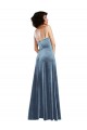 Sleeveless Dusty Blue Criss Cross Open Back Sheath Cowl Neck Semi Formal Evening Dress / Prom Dress / Bridesmaid Dress Maidstone