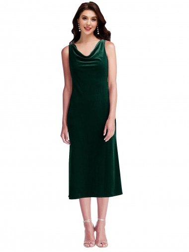 Sleeveless Dark Green V-Back Sheath Cowl Neck Evening Gown / Prom Dress / Bridesmaid Dress Maidstone