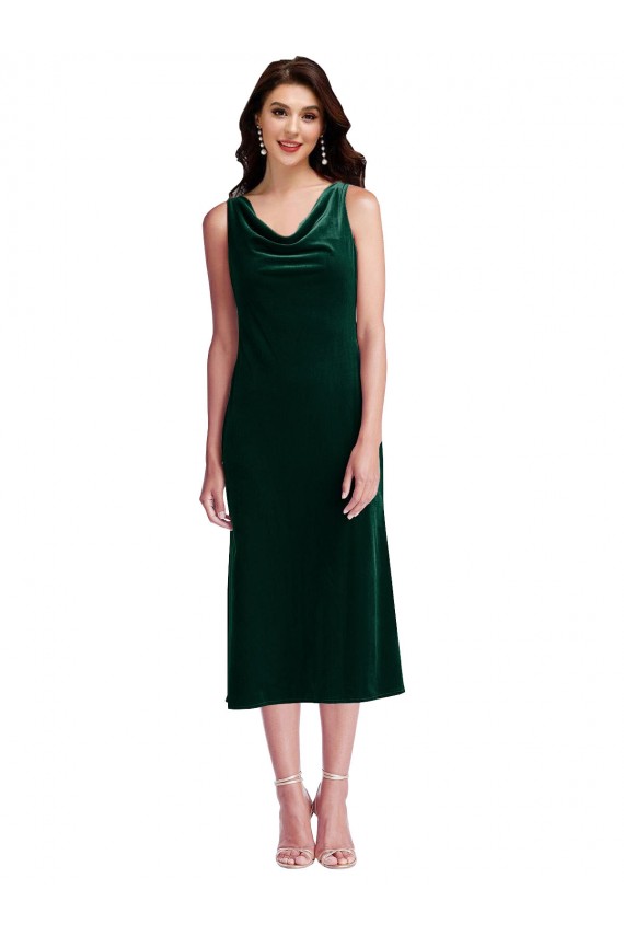 Sleeveless Dark Green V-Back Sheath Cowl Neck Evening Gown / Prom Dress / Bridesmaid Dress Maidstone