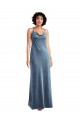 Sleeveless Dusty Blue V-Back Sheath Cowl Neck Bridesmaid Dress / Evening Dress Maidstone