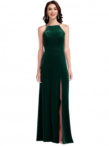 Sleeveless Dark Green A-Line Halter Neck Semi Formal Evening Dress / Prom Dress / Bridesmaid Dress Maidstone