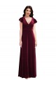 Flutter Sleeves Burgundy A-Line V-Neck Semi Formal Evening Dress / Prom Dress / Bridesmaid Dress Maidstone