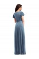 Flutter Sleeves Dusty Blue A-Line V-Neck Black Tie Evening Gown / Prom Dress / Bridesmaid Dress Maidstone