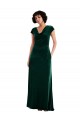 Cap Sleeves Dark Green A-Line Cowl Neck Black Tie Evening Gown / Prom Dress / Bridesmaid Dress Maidstone