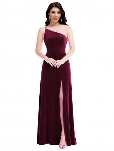 Sleeveless Burgundy Trumpet One Shoulder Black Tie Evening Dress / Prom Dress / Bridesmaid Dress Maidstone