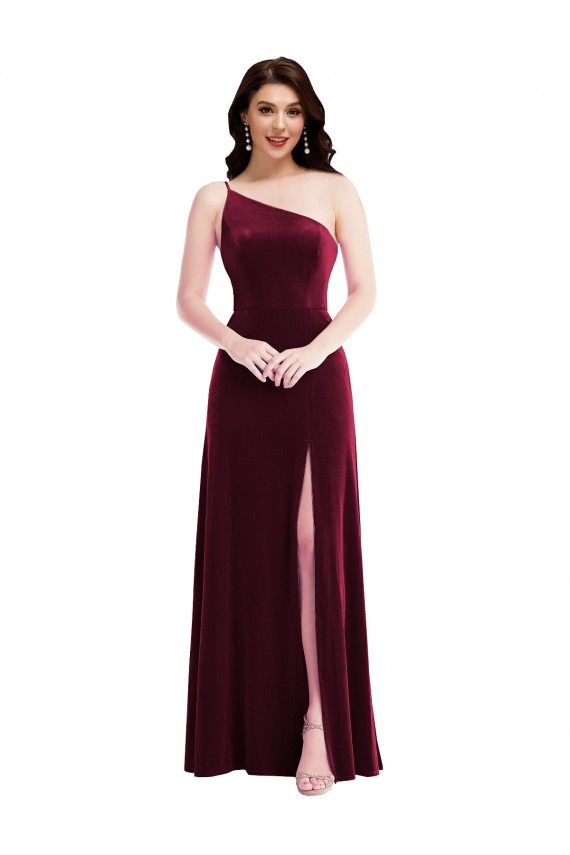 Sleeveless Burgundy Trumpet One Shoulder Black Tie Evening Dress / Prom Dress / Bridesmaid Dress Maidstone