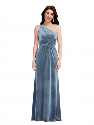 Sleeveless Dusty Blue A-Line Off the Shoulder Bridesmaid Dress / Evening Dress Maidstone