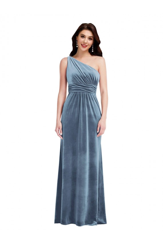 Sleeveless Dusty Blue A-Line Off the Shoulder Bridesmaid Dress / Evening Dress Maidstone