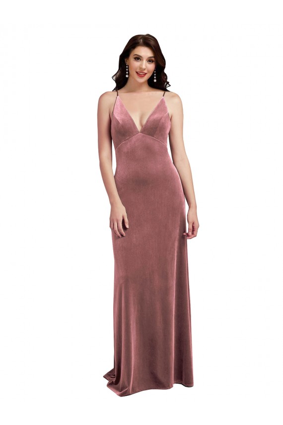 Sleeveless Cinnamon Rose Low Back A-Line V-Neck Formal Evening Gown / Prom Dress / Bridesmaid Dress Maidstone