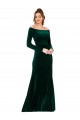 Long Sleeves Dark Green Sheath Off the Shoulder Formal Evening Gown / Prom Dress / Bridesmaid Dress Maidstone