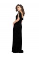 Short Split Sleeves Black V-Back A-Line V-Neck Bridesmaid Dress Maidstone