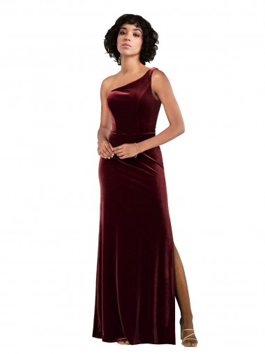 Sleeveless Burgundy Column One Shoulder Formal Evening Gown / Prom Dress / Bridesmaid Dress Maidstone
