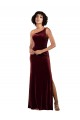 Sleeveless Burgundy Column One Shoulder Formal Evening Gown / Prom Dress / Bridesmaid Dress Maidstone