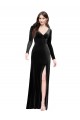 Long Sleeves Black V-Back Column V-Neck Formal Evening Gown / Prom Dress / Bridesmaid Dress Maidstone