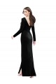 Long Sleeves Black V-Back Column V-Neck Formal Evening Gown / Prom Dress / Bridesmaid Dress Maidstone