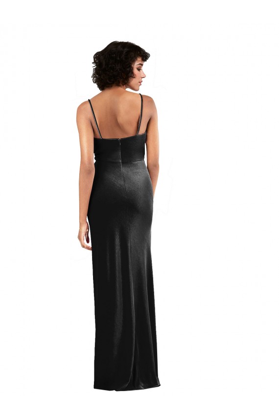 Sleeveless Black Low Back Column Cowl Neck Black Tie Evening Gown / Prom Dress / Bridesmaid Dress Maidstone