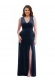 Sleeveless Dark Navy Sheath V-Neck Formal Plus Size Evening Gown / Prom Dress / Bridesmaid Dress Maidstone