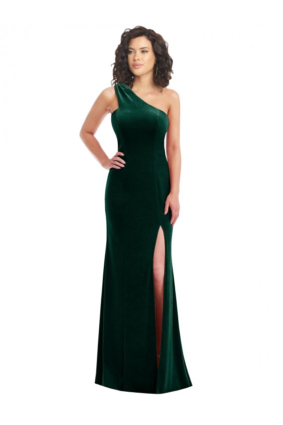 Sleeveless Dark Green Trumpet One Shoulder Black Tie Prom Dress / Bridesmaid Dress Maidstone