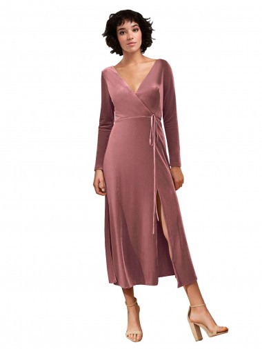 Long Sleeves Cinnamon Rose A-Line V-Neck Black Tie Prom Dress / Bridesmaid Dress Maidstone