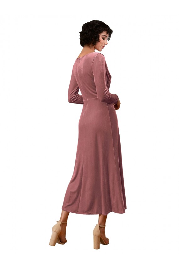 Long Sleeves Cinnamon Rose A-Line V-Neck Black Tie Prom Dress / Bridesmaid Dress Maidstone