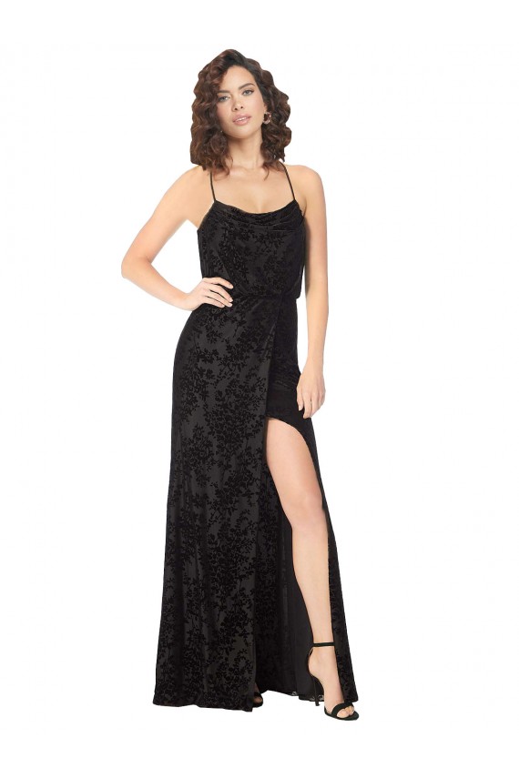 Sleeveless Black Criss Cross Back A-Line Spaghetti Straps Bridesmaid Dress Maidstone