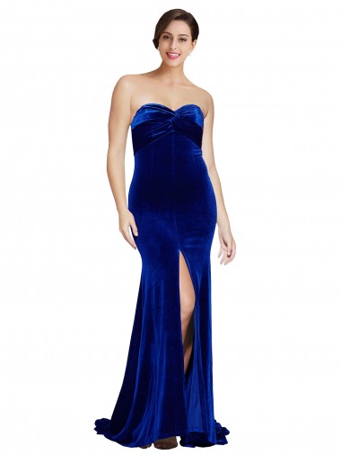 Sleeveless Royal Blue Low Back Mermaid Stretch Velvet Sweetheart Formal Evening Gown / Prom Dress / Bridesmaid Dress Maidstone