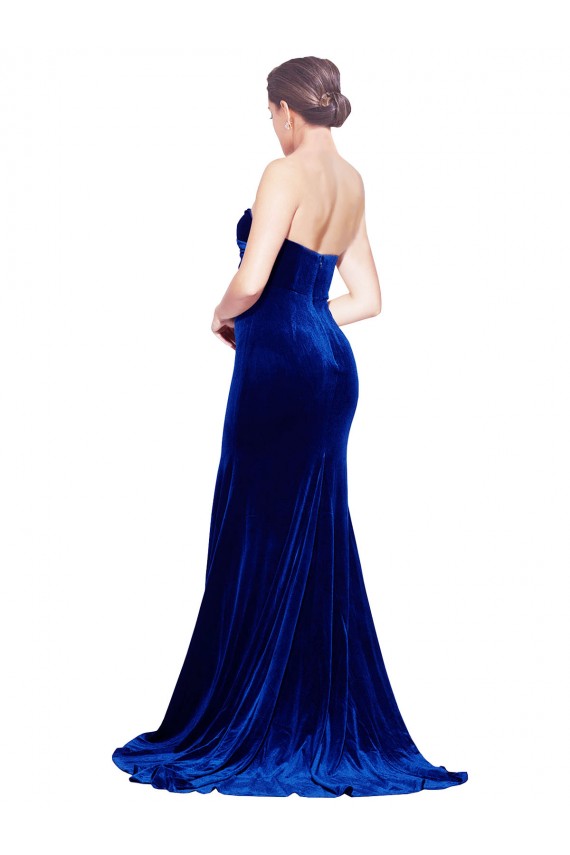 Sleeveless Royal Blue Low Back Mermaid Stretch Velvet Sweetheart Formal Evening Gown / Prom Dress / Bridesmaid Dress Maidstone