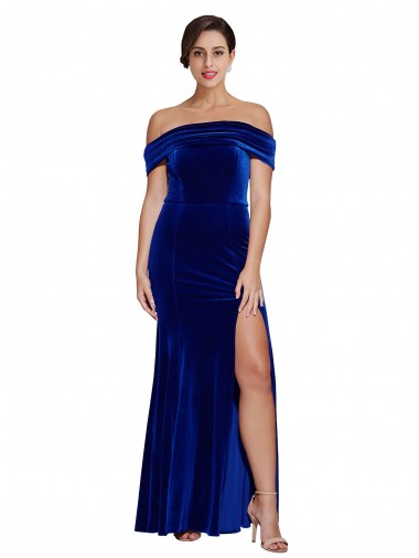 Sleeveless Royal Blue Mermaid Off the Shoulder Formal Evening Gown / Prom Dress / Bridesmaid Dress Maidstone
